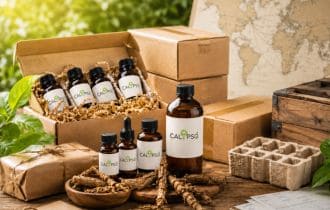 Bulk Spikenard Oil packaging with amber bottles and containers
